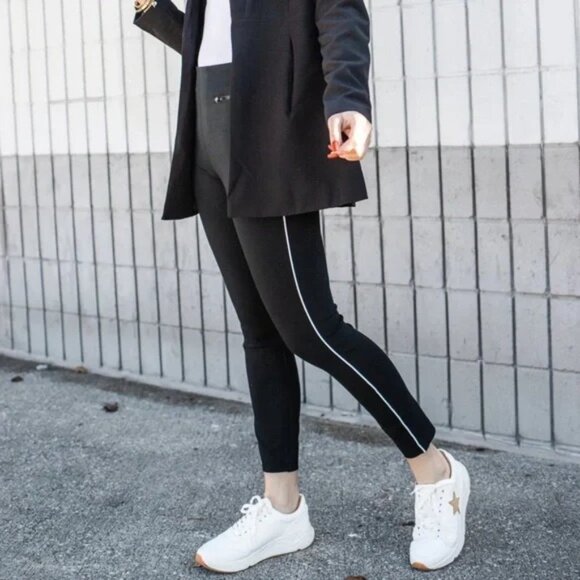 2/$30 ZARA Rhinestone Tuxedo Leggings Black Small #A0652 - Picture 3 of 12